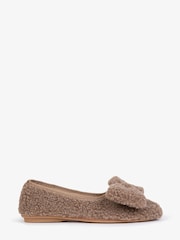 Penelope Chilvers Celeste Shearling Bow Mink Brown Slippers - Image 1 of 4