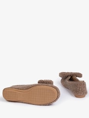 Penelope Chilvers Celeste Shearling Bow Mink Brown Slippers - Image 3 of 4