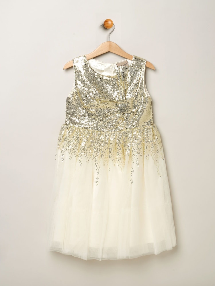 Miss Sequin Twist Bow Waterfall Tulle Skirt Dress - Image 1 of 4 Miss Sequin Twist Bow Waterfall Tulle Skirt Dress - Image 1 of 4
