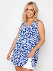Yours Curve Blue Pleated Swing Vest - Image 1 of 5