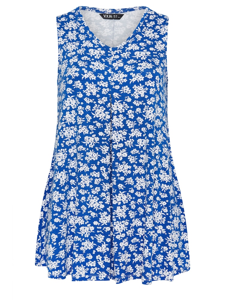 Yours Curve Blue Pleated Swing Vest - Image 5 of 5