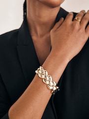 Gold Tone Diamond Stretch Bracelet - Image 1 of 4