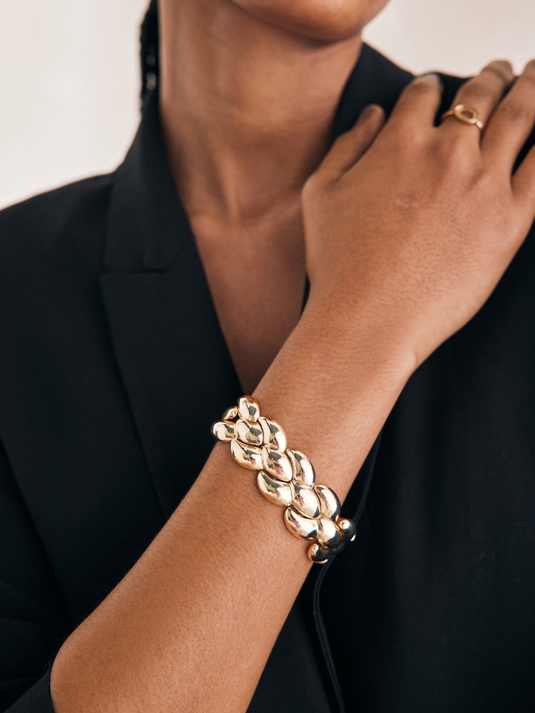 Gold Tone Diamond Stretch Bracelet - Image 1 of 4