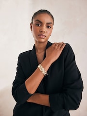 Gold Tone Diamond Stretch Bracelet - Image 2 of 4