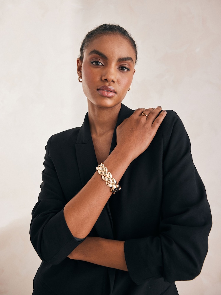 Gold Tone Diamond Stretch Bracelet - Image 2 of 4