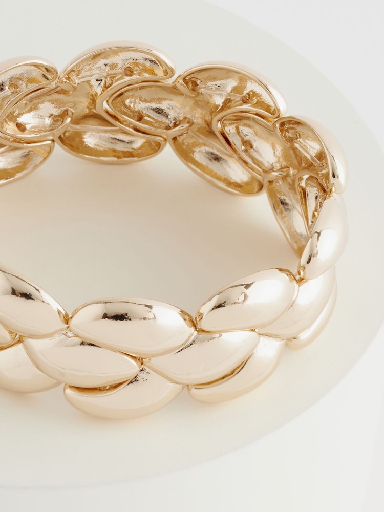 Gold Tone Diamond Stretch Bracelet - Image 4 of 4
