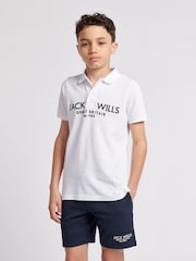 Jack Wills White Boys Pique 100% Cotton Polo Shirt - Image 1 of 6