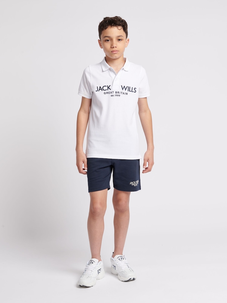 Jack Wills White Boys Pique 100% Cotton Polo Shirt - Image 2 of 6