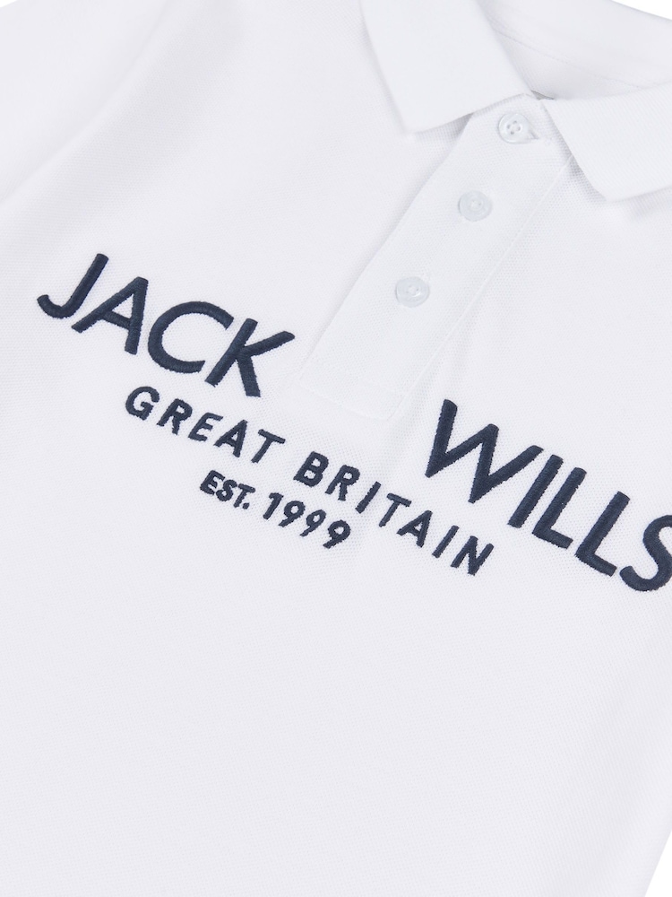 Jack Wills White Boys Pique 100% Cotton Polo Shirt - Image 6 of 6
