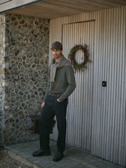 Green Plain Regular Fit 100% Lambswool Premium Jumper - Image 2 of 7