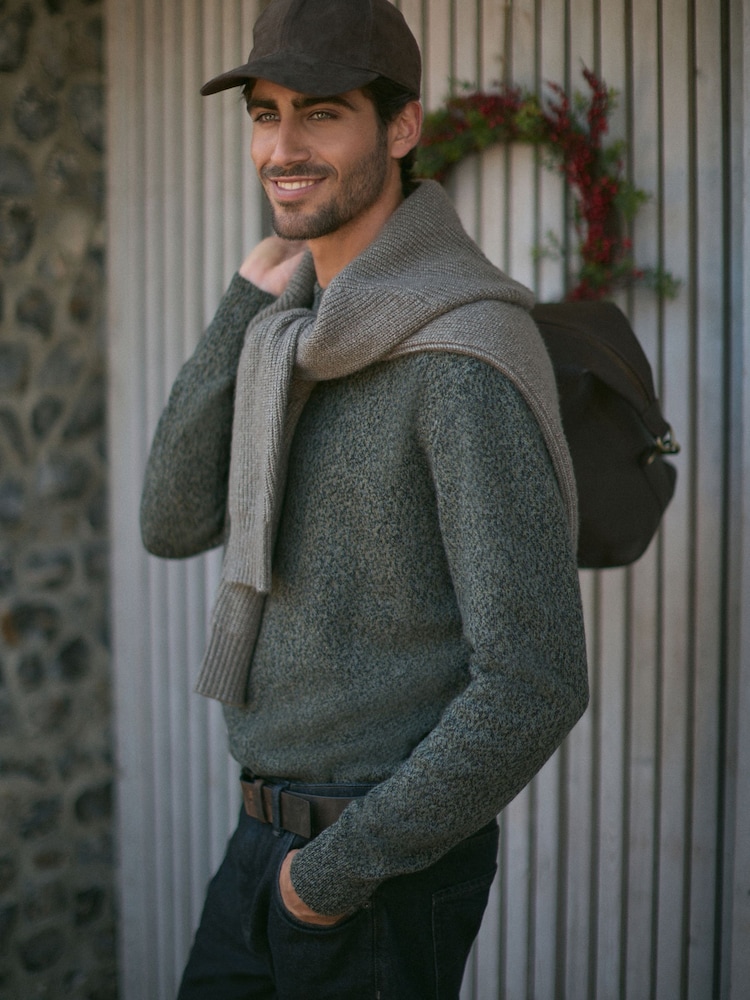 Vert - Coupe classique 100% Lambswool Premium Pull - Image 3 of 7
