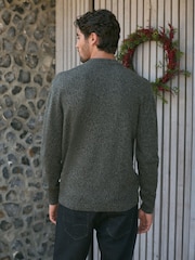 Green Plain Regular Fit 100% Lambswool Premium Jumper - Image 5 of 7