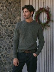 Green Plain Regular Fit 100% Lambswool Premium Jumper - Image 6 of 7