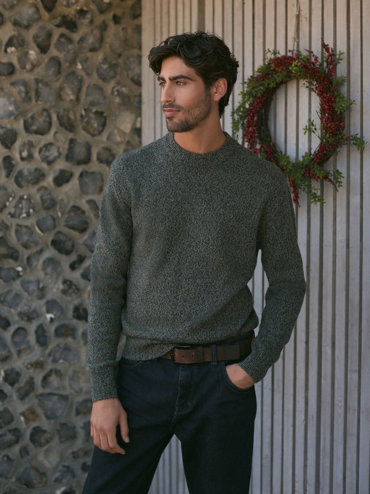 Vert - Coupe classique 100% Lambswool Premium Pull - Image 6 of 7