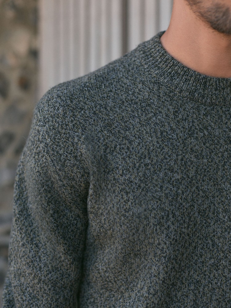 Green Plain Regular Fit 100% Lambswool Premium Jumper - Image 7 of 7