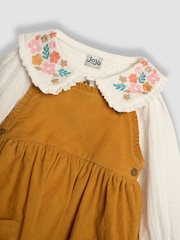 JoJo Maman Bébé Mustard Yellow Classic Cord Pinafore Dress & Top Set - Image 6 of 6