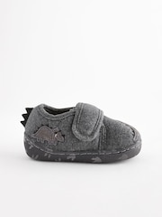 Grey Dino Touch Fastening Cupsole Slippers - Image 1 of 5