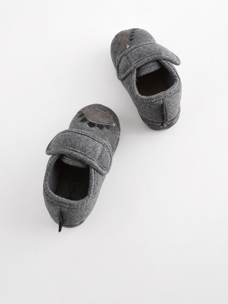 Grey Dino Touch Fastening Cupsole Slippers - Image 2 of 5
