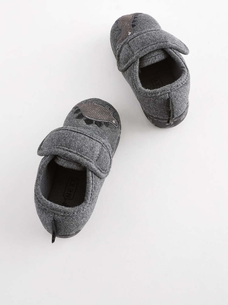 Grey Dino Touch Fastening Cupsole Slippers - Image 5 of 5