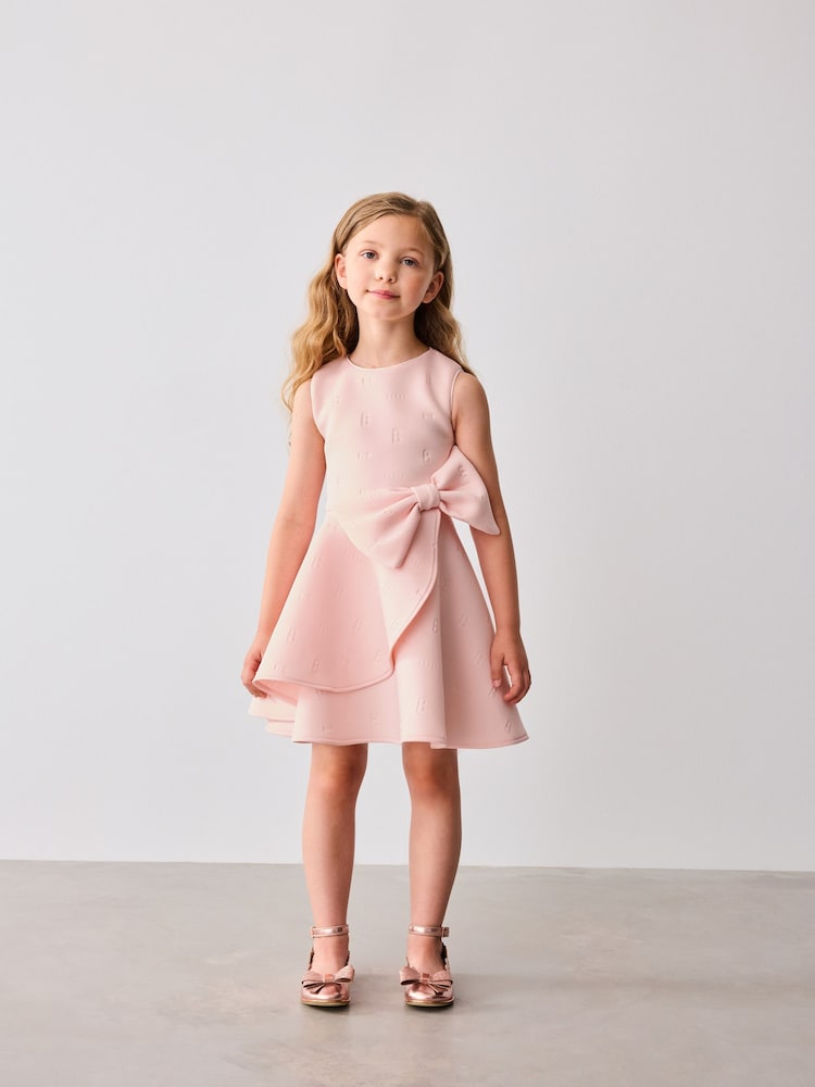 Baker by Ted Baker Pink Bow Waist Embossed Scuba Dress - Image 2 of 9