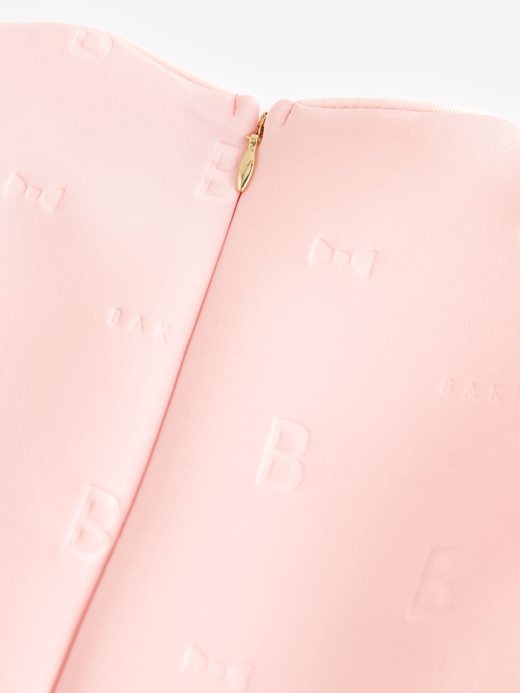 Baker by Ted Baker Pink Bow Waist Embossed Scuba Dress - Image 9 of 9