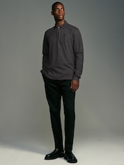 Charcoal Grey Marl Long Sleeve Pique Polo Shirt - Image 2 of 7