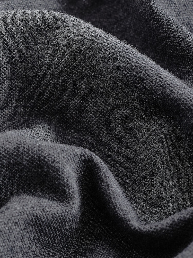 Charcoal Grey Marl Long Sleeve Pique Polo Shirt - Image 6 of 7
