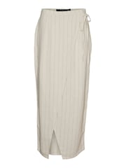 VERO MODA Cream Striped Long Linen Wrap Skirt - Image 5 of 5