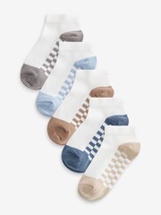 Neutral Checkerboard Cotton Rich Trainers Socks 5 Pack - Image 1 of 1