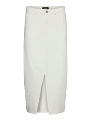 VERO MODA White Denim Midi Skirt with Front Split - Image 5 of 6