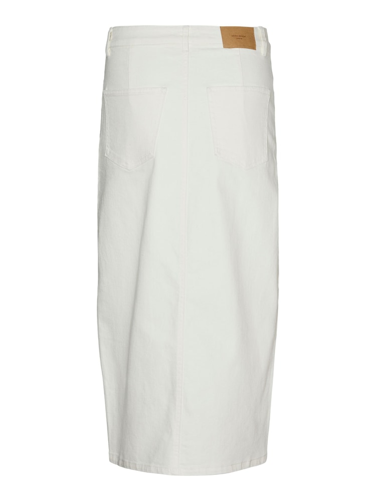 VERO MODA White Denim Midi Skirt with Front Split - Image 6 of 6