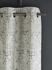 Silver Collection Luxe Heavyweight Cut Velvet Abstract Eyelet Lined Curtains - Image 1 of 4