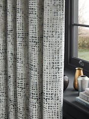 Silver Collection Luxe Heavyweight Cut Velvet Abstract Eyelet Lined Curtains - Image 4 of 4