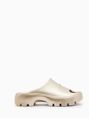 AllSaints Gold Eclipse Flatform Sliders - Image 1 of 5