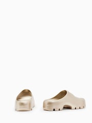 AllSaints Gold Eclipse Flatform Sliders - Image 5 of 5