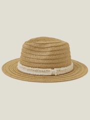Accessorize Natural Trim Fedora Hat - Image 2 of 3