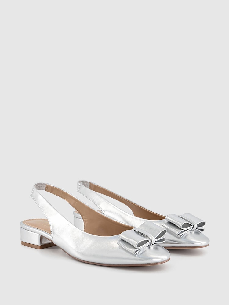Office Metallic Fiesta Bow Slingback Ballerinas - Image 2 of 3 Office Metallic Fiesta Bow Slingback Ballerinas - Image 2 of 3