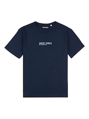 Jack Wills Blue Boys Raw Edge 100% Cotton T-Shirt - Image 5 of 7