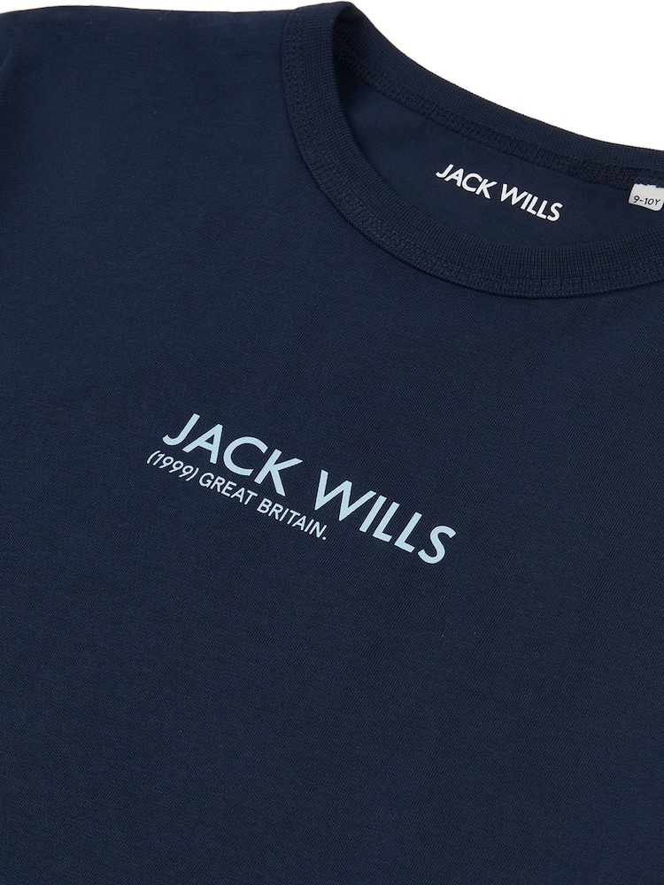Jack Wills Blue Boys Raw Edge 100% Cotton T-Shirt - Image 7 of 7