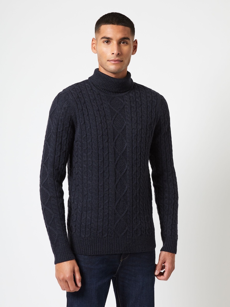 French Connection Blue Roll Cable 2 Jumper - Image 1 of 2