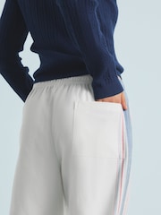 White 100% Cotton Side Stripe Trousers - Image 5 of 8