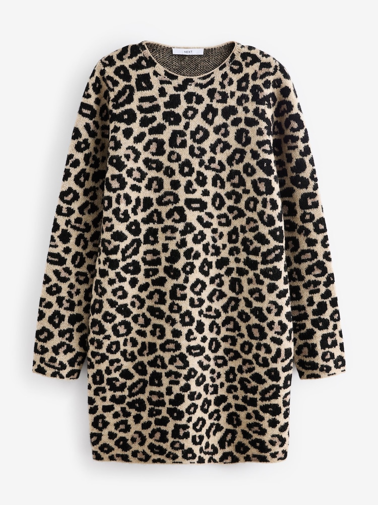 Jumper Dress Green Animal Print Sweater Buy Neutral Leopard Animal