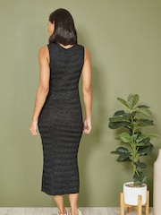 Yumi Black Sparkle Knitted Sleeveless Midi Dress - Image 2 of 5