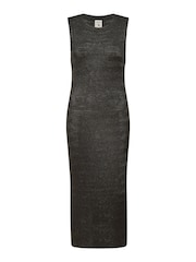 Yumi Black Sparkle Knitted Sleeveless Midi Dress - Image 5 of 5