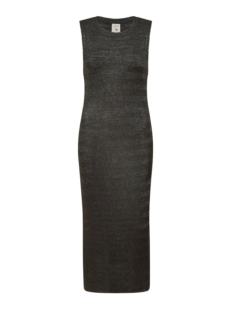 Yumi Black Sparkle Knitted Sleeveless Midi Dress - Image 5 of 5