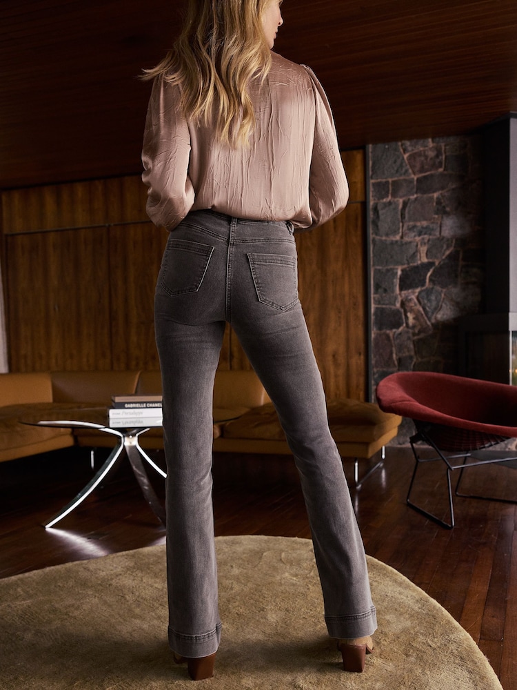 Friends Like These Grey High Waist Pocket Flare Jeans - Image 4 of 4