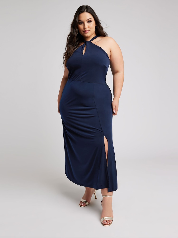Yours Curve London Twist Halterneck Maxi Dress - Image 1 of 5 Yours Curve London Twist Halterneck Maxi Dress - Image 1 of 5