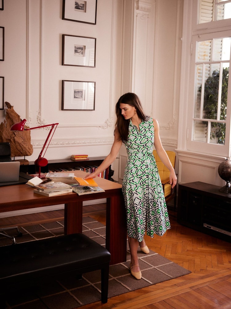 Boden Green Amy Sleeveless Shirt Dress - Image 2 of 5