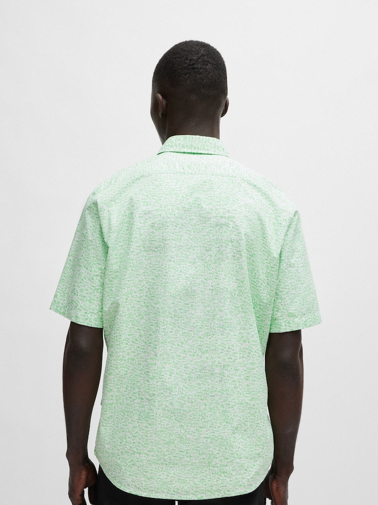 BOSS Green Regular Fit Short Sleeve 100% Cotton Printed Poplin Shirt - Image 2 of 6