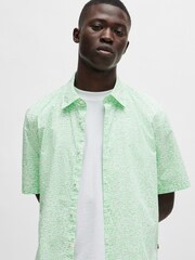 BOSS Green Regular Fit Short Sleeve 100% Cotton Printed Poplin Shirt - Image 4 of 6